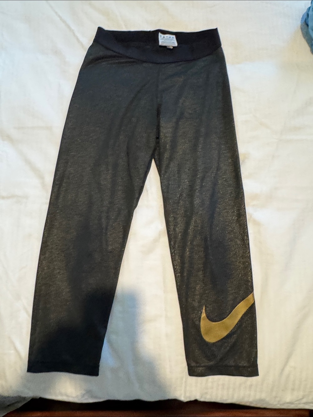 Nike Black Leggings with Gold Swoosh